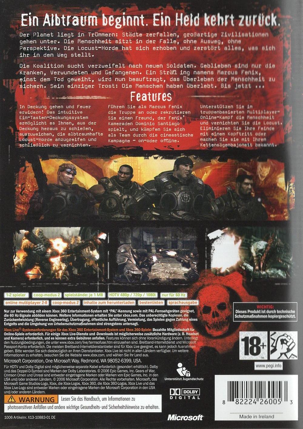 Gears of War - Xbox 360 Rückseite