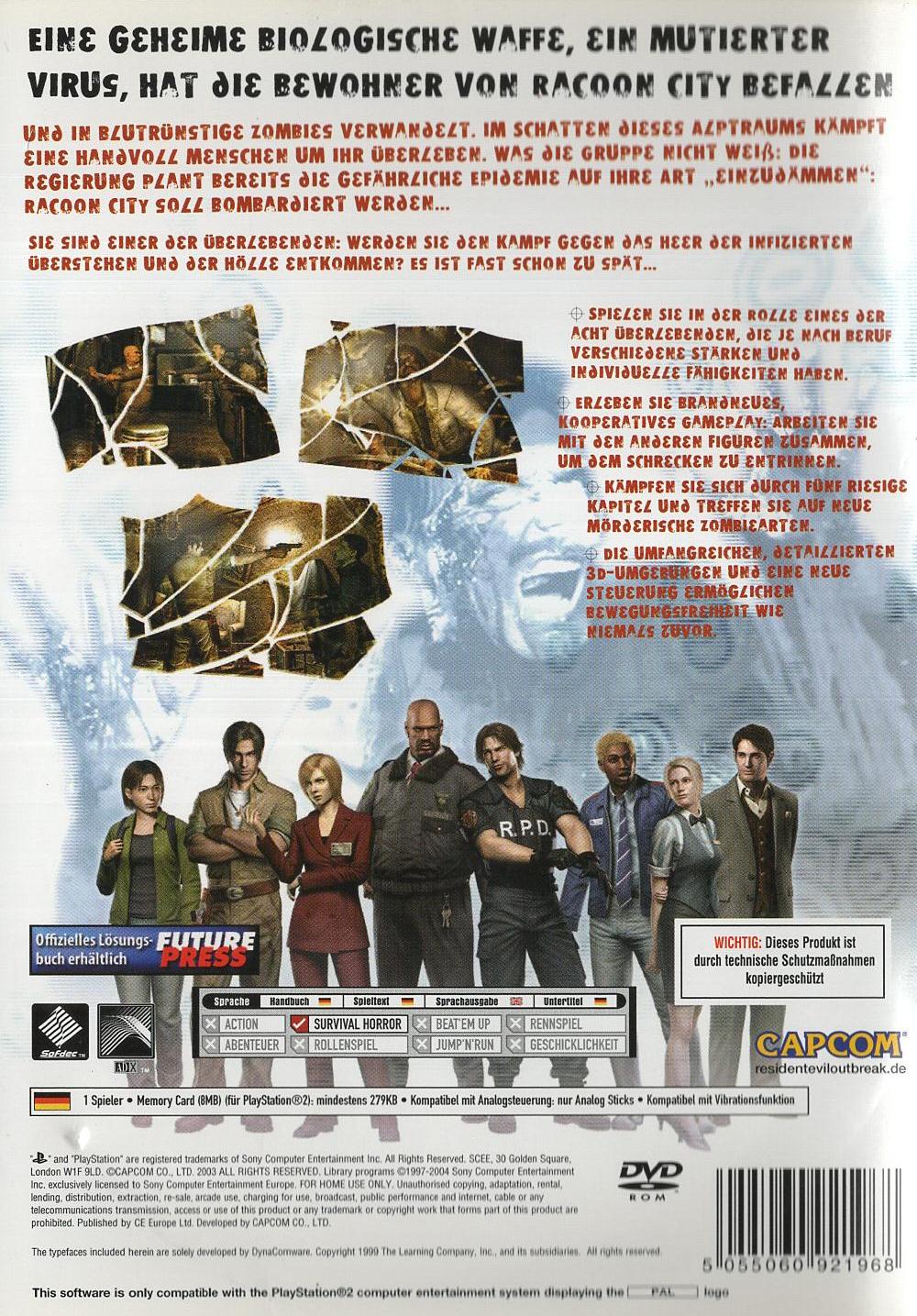 Resident Evil Outbreak - PlayStation 2 Rückseite