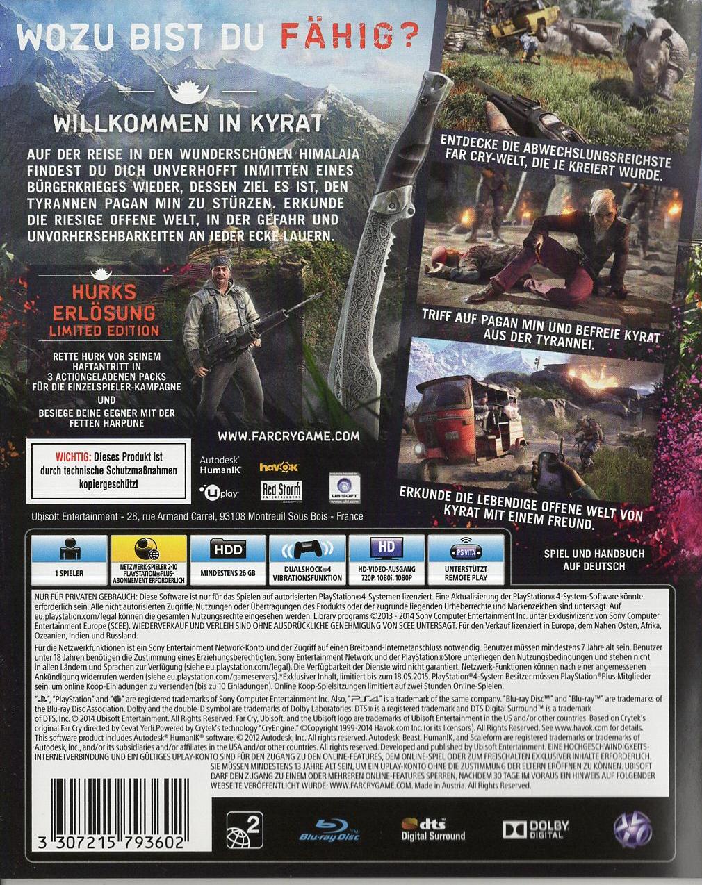 Far Cry 4 - PlayStation 4 Rückseite
