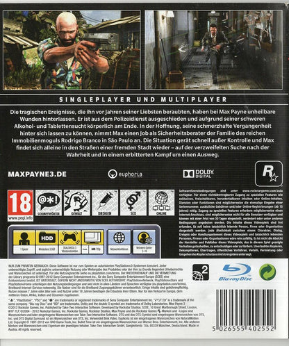 Max Payne 3 - PlayStation 3 Rückseite