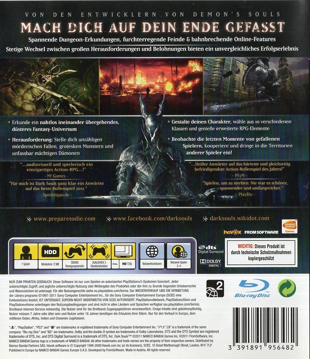 Dark Souls - PlayStation 3 Rückseite