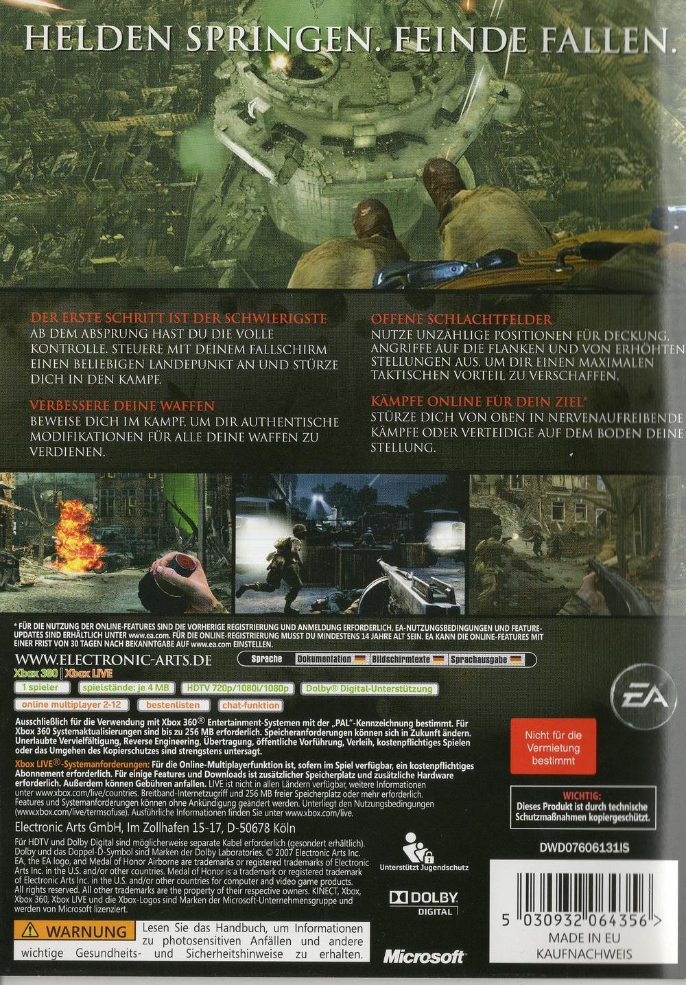 Medal of Honor Airborne - Xbox 360 Rückseite