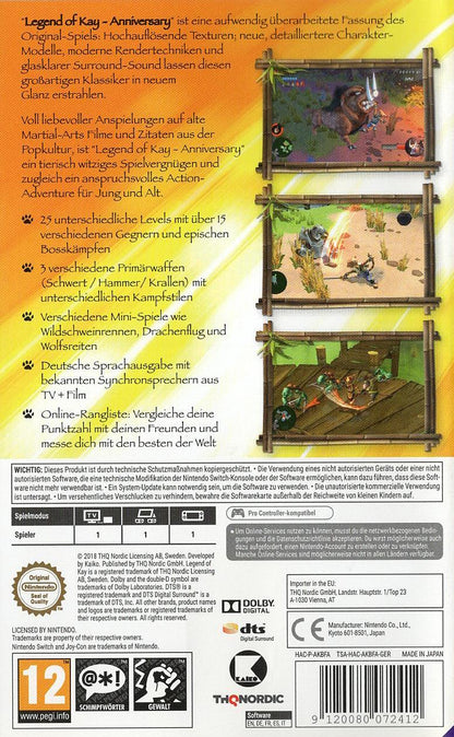 Legend of Kay Anniversary - Nintendo Switch Rückseite