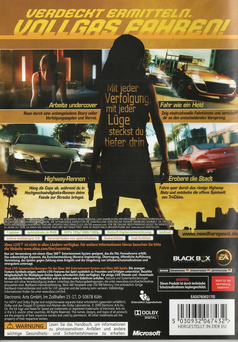Need for Speed: Undercover - Xbox 360 Rückseite