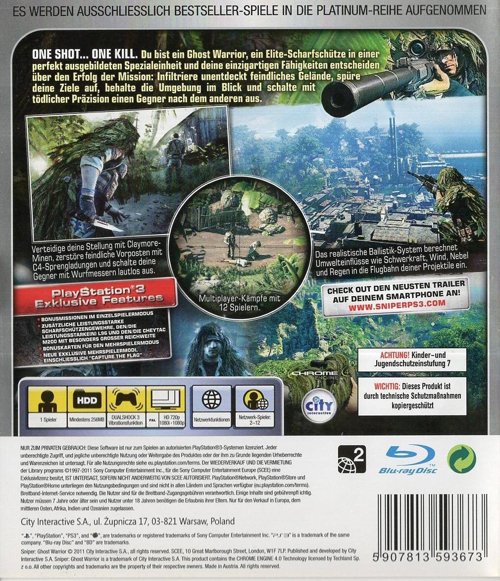 Sniper: Ghost Warrior - PlayStation 3 Rückseite