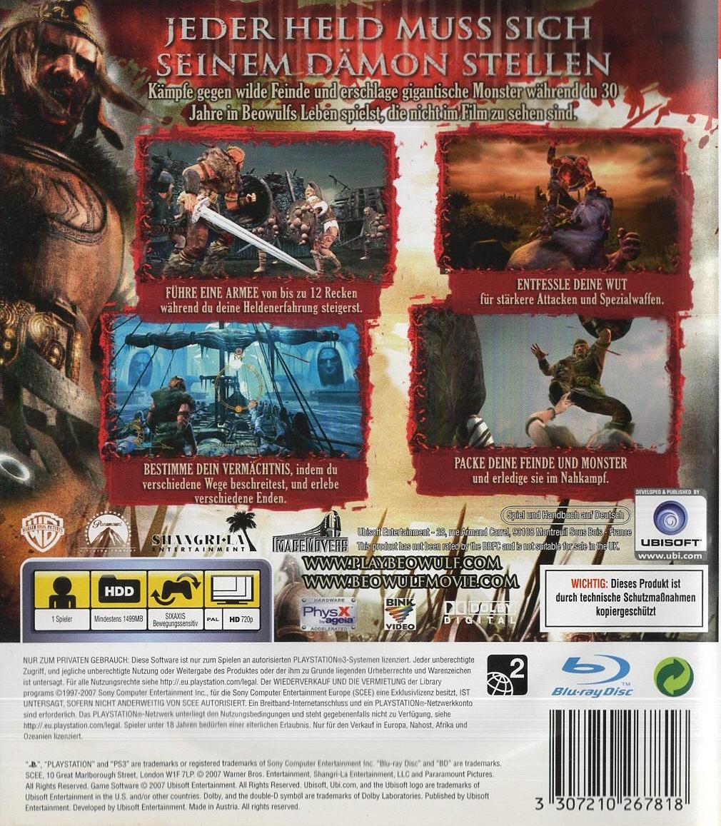 Die Legende von Beowulf - PlayStation 3 Rückseite