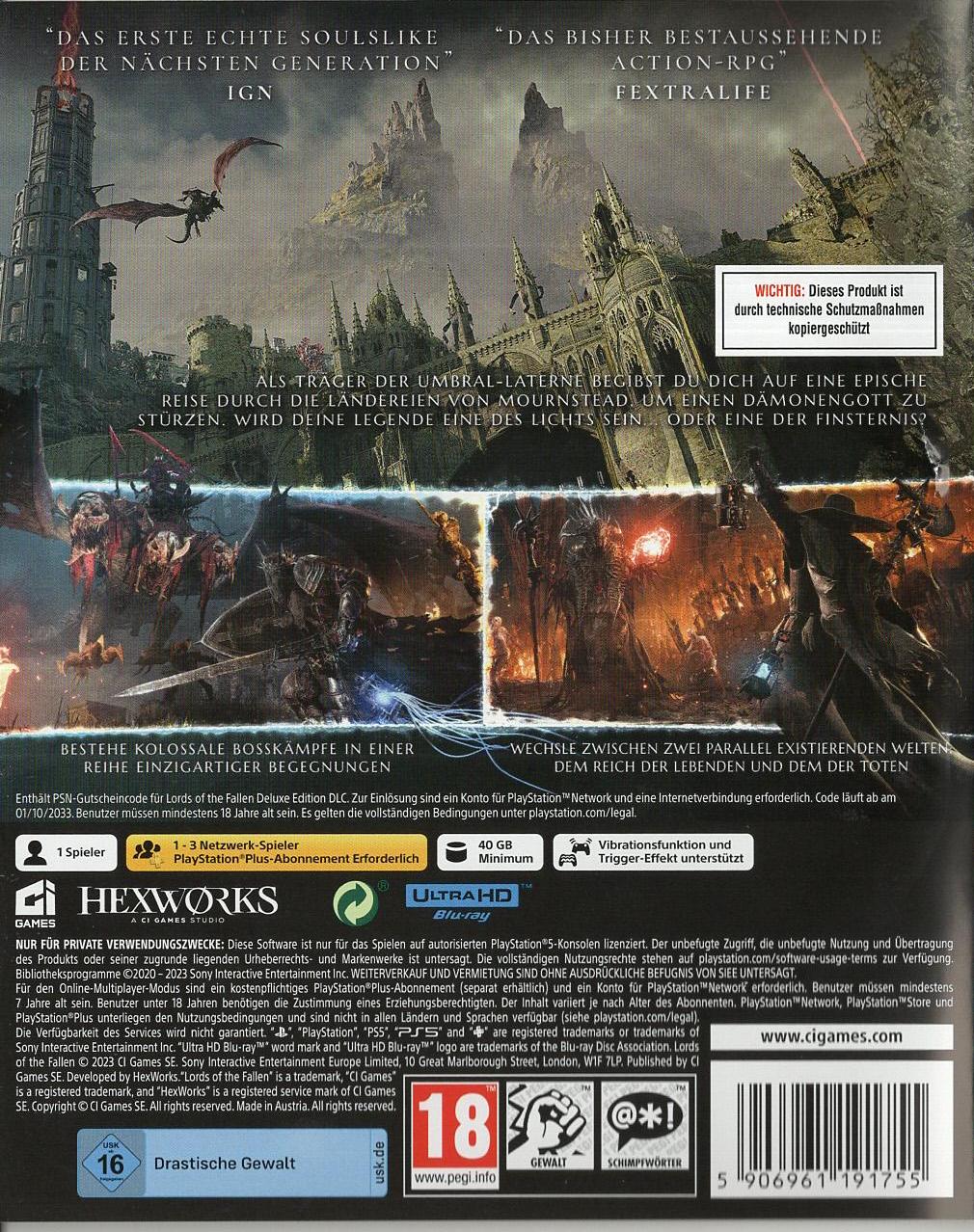 Lords of the Fallen - PlayStation 5 Rückseite