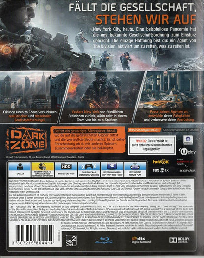 Tom Clancy's The Division - PlayStation 4 Rückseite