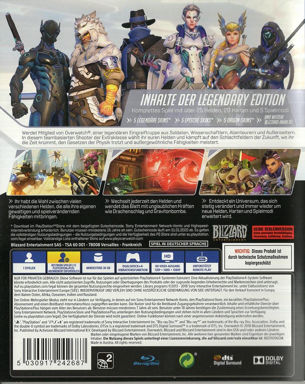 Overwatch: Legendary Edition - PlayStation 4 Rückseite