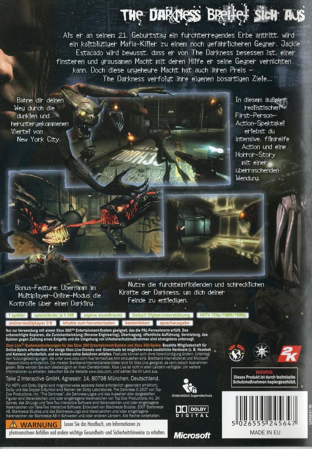 The Darkness - Xbox 360 Rückseite
