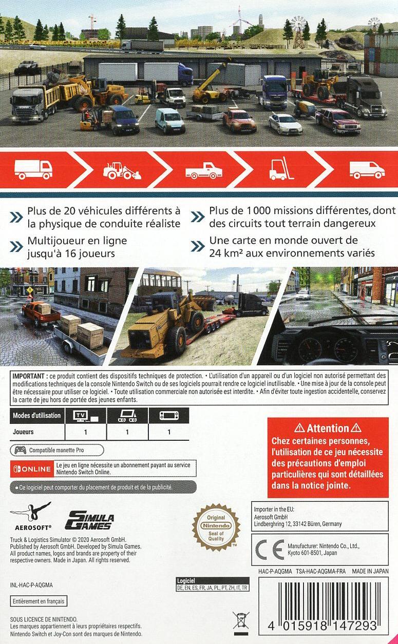 Truck & Logistics Simulator - Nintendo Switch Rückseite