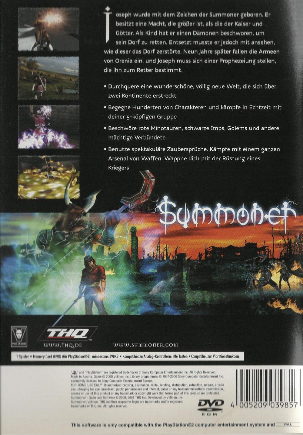 Summoner - PlayStation 2 Rückseite