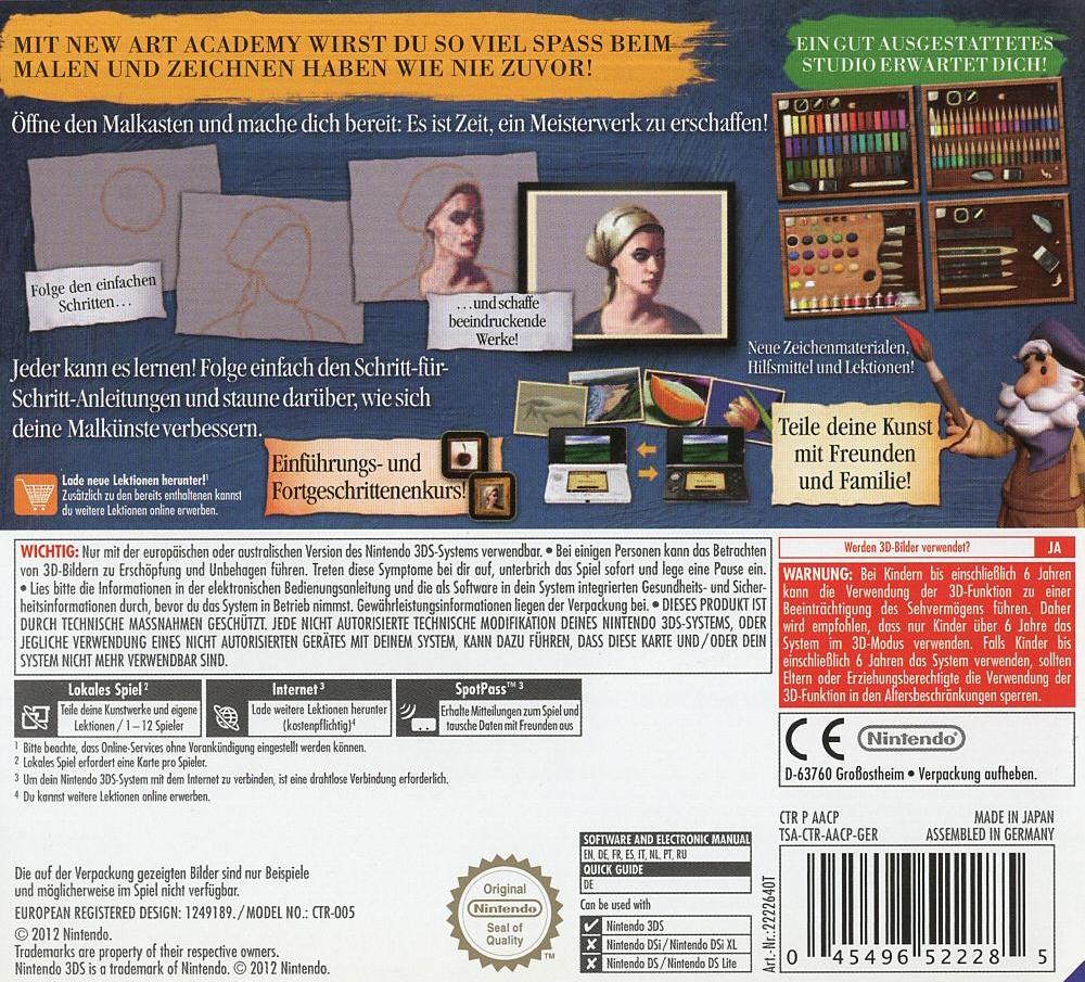 New Art Academy - Nintendo 3DS Rückseite