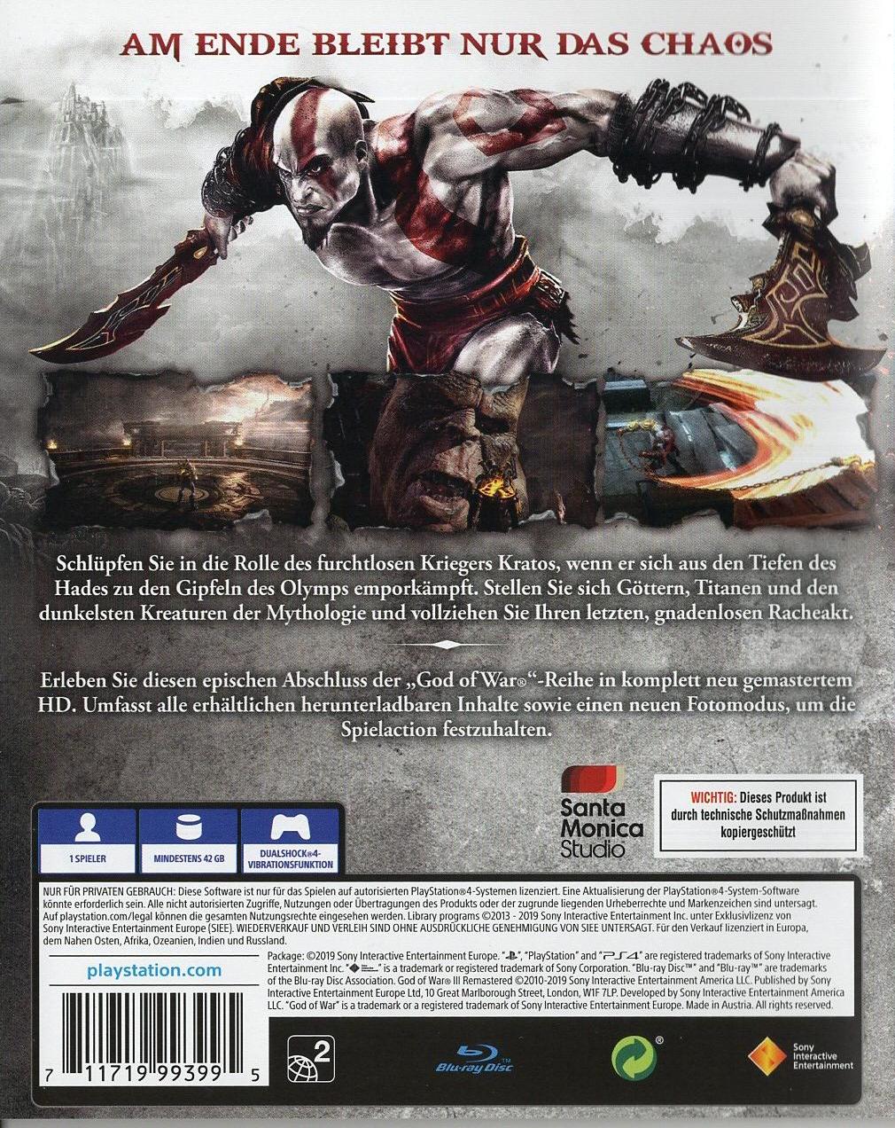 God of War III Remastered - PlayStation 4 Rückseite