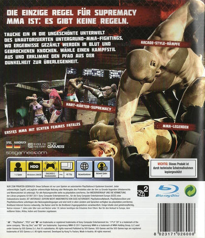 Supremacy MMA - PlayStation 3 Rückseite
