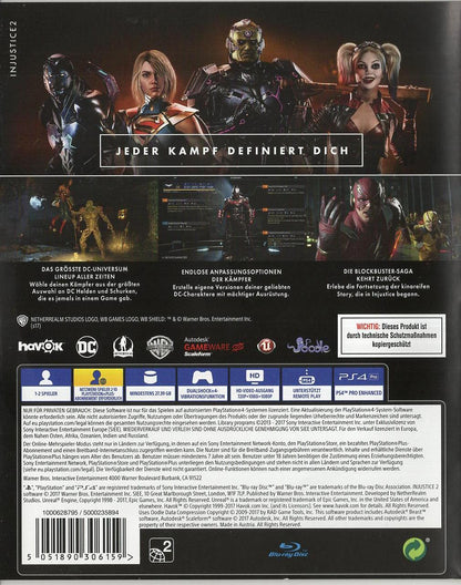 Injustice 2 - PlayStation 4 Rückseite