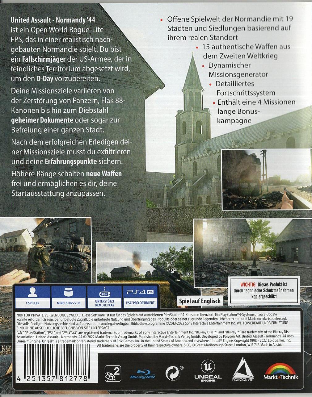 United Assault - Normandy '44 - PlayStation 4 Rückseite