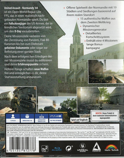 United Assault - Normandy '44 - PlayStation 4 Rückseite