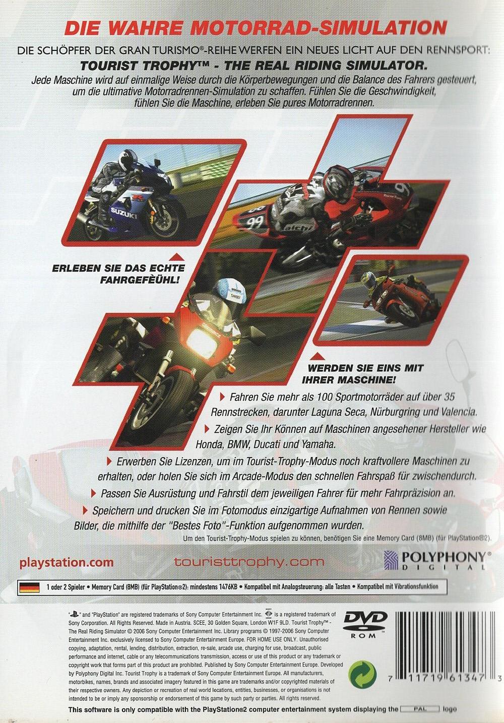 Tourist Trophy: The Real Riding Simulator - PlayStation 2 Rückseite