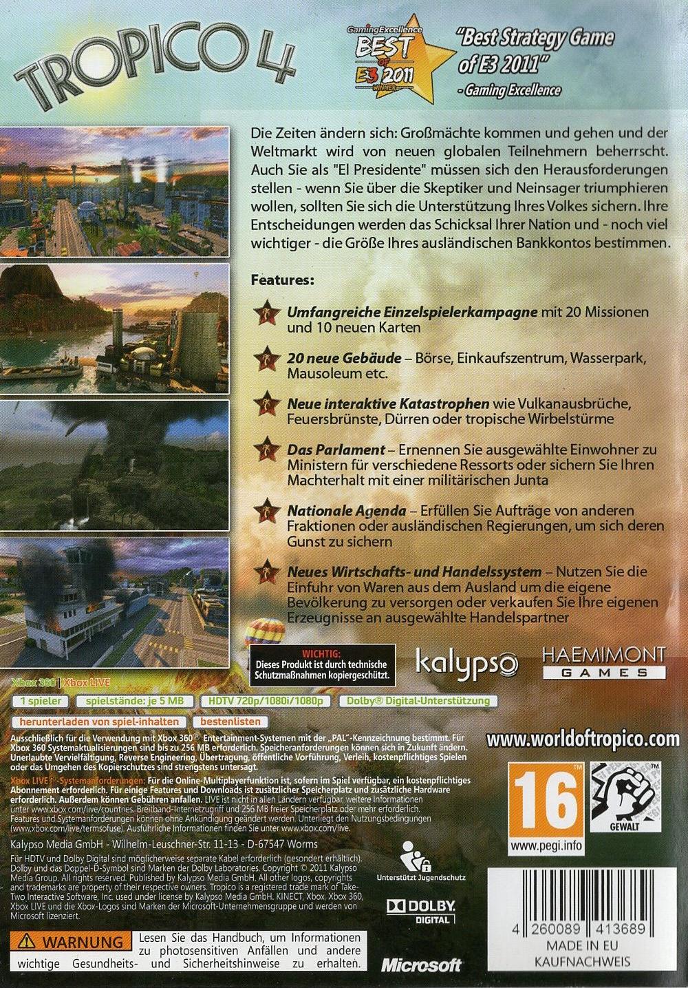 Tropico 4 - Xbox 360 Rückseite