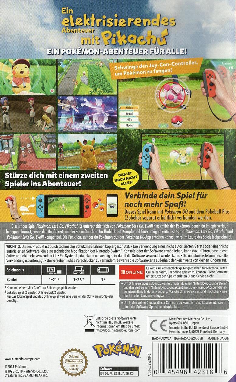 Pokémon: Let's Go, Pikachu! - Nintendo Switch Rückseite
