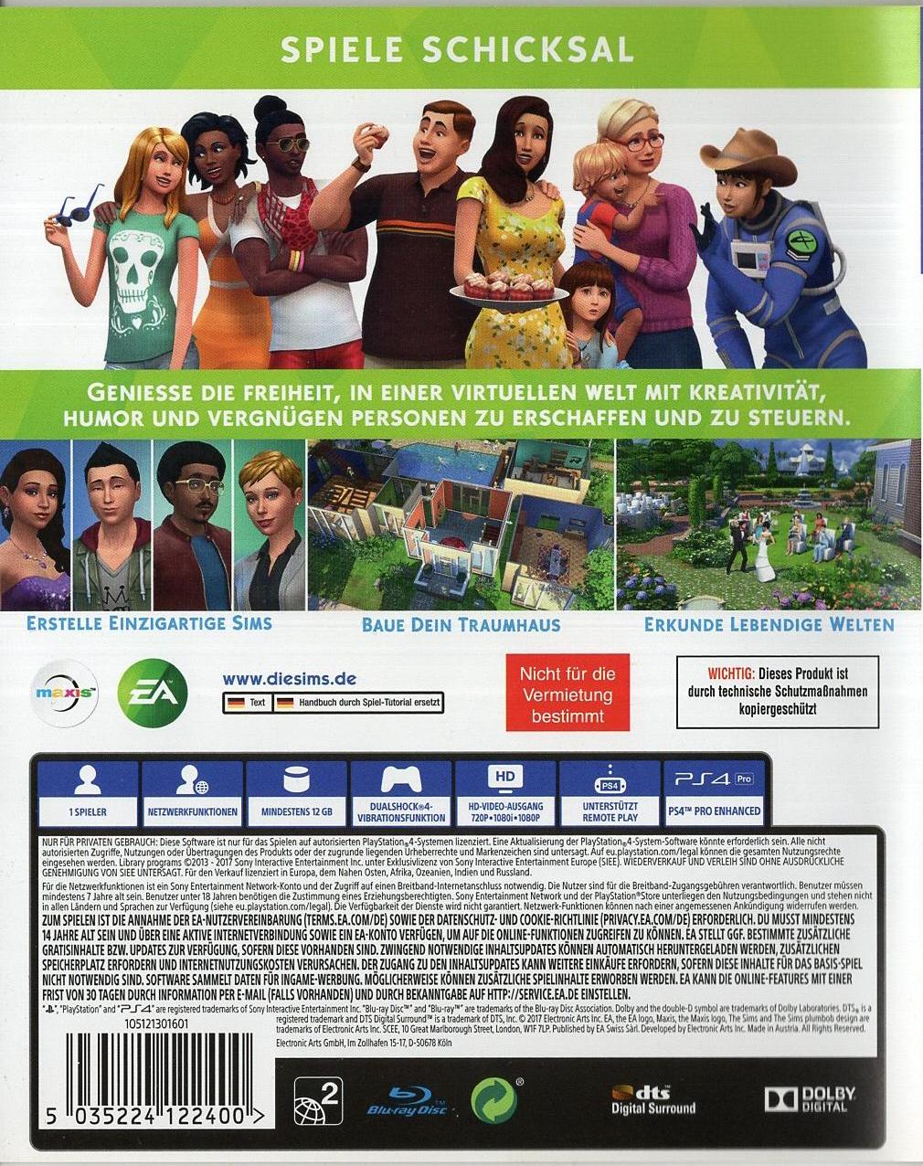 Die Sims 4 - PlayStation 4 Rückseite