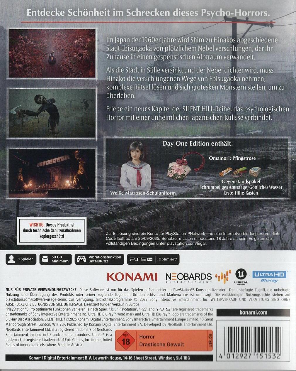 Silent Hill f - PlayStation 5 Rückseite