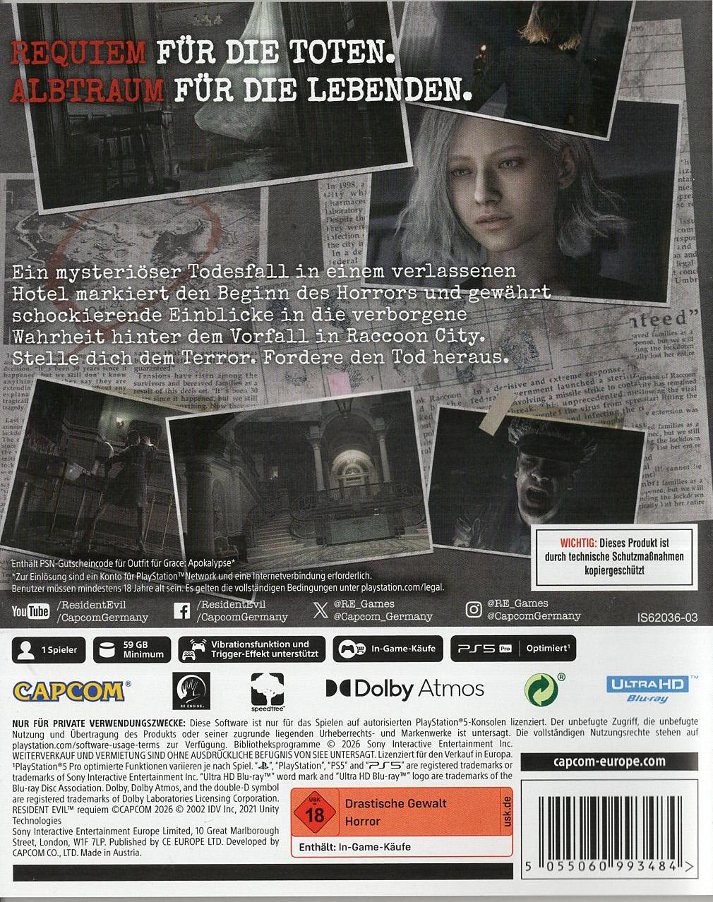 Resident Evil: Requiem - PlayStation 5 Rückseite