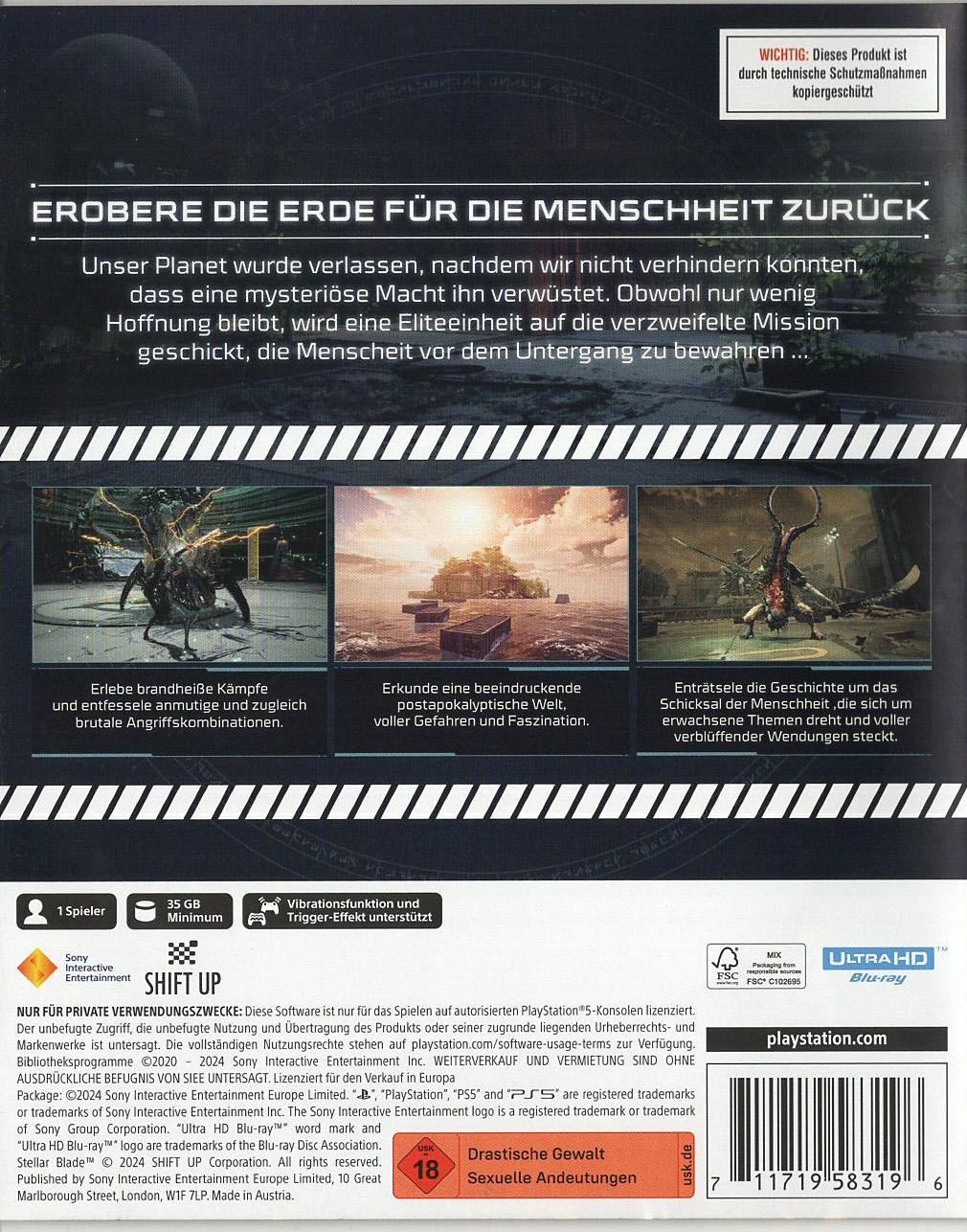 Stellar Blade - PlayStation 5 Rückseite