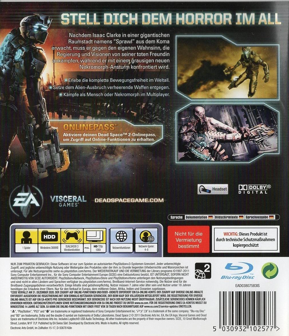 Dead Space 2 - PlayStation 3 Rückseite