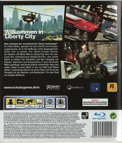 Grand Theft Auto IV - PlayStation 3 Rückseite