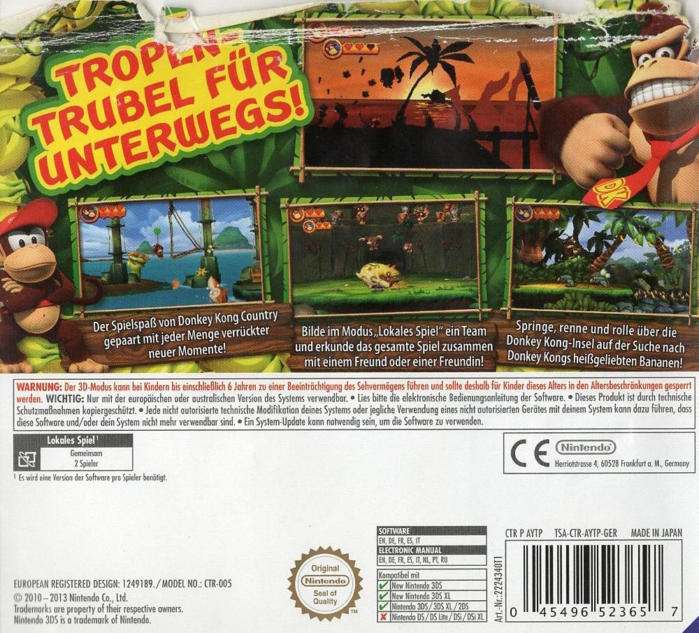 Donkey Kong Country Returns 3D - Nintendo 3DS Rückseite
