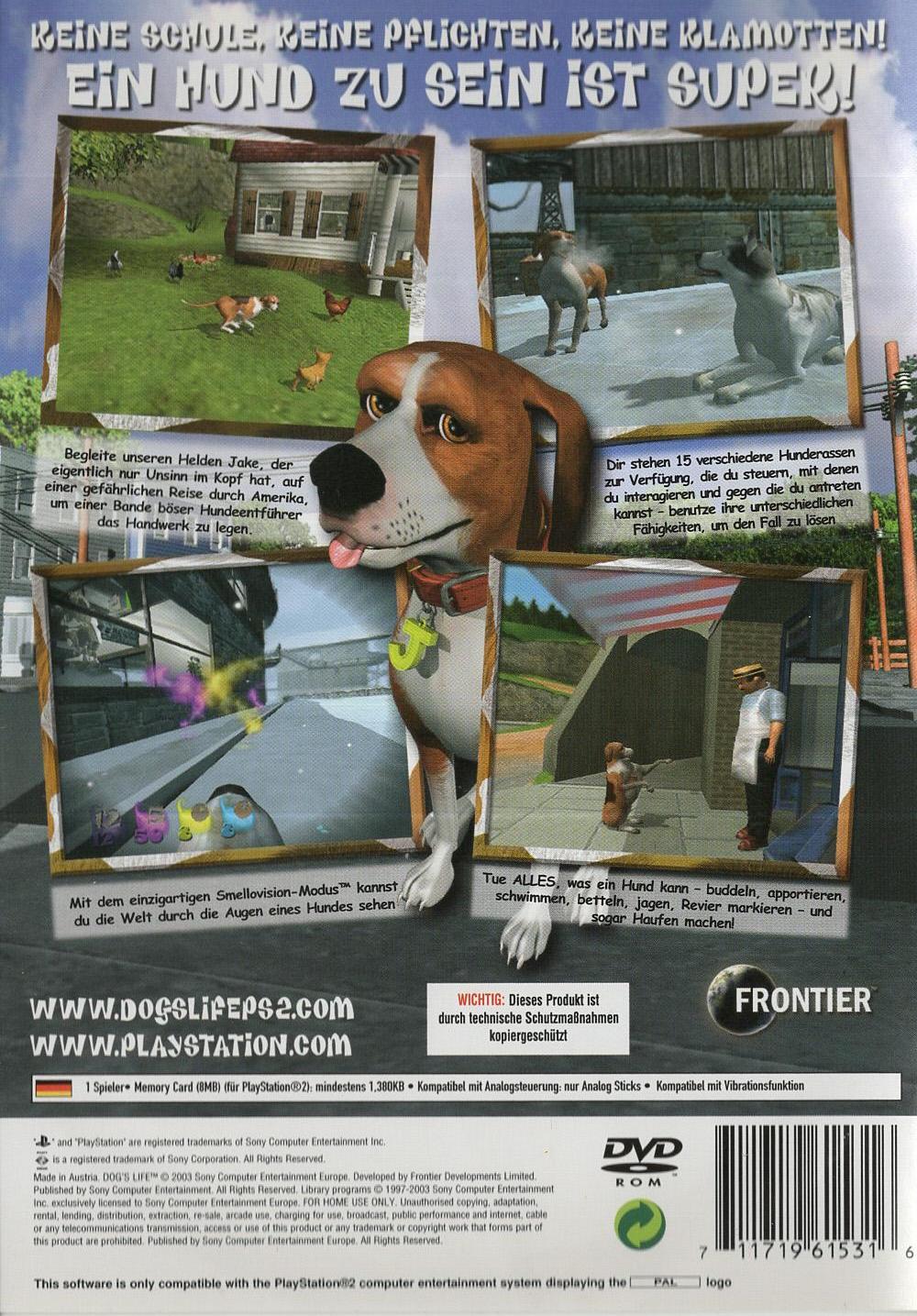 Dog's Life - PlayStation 2 Rückseite