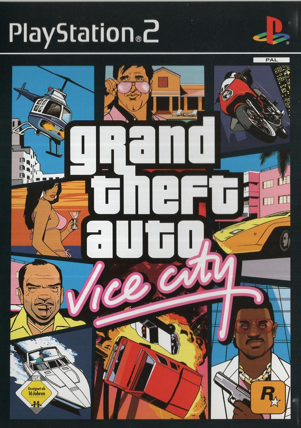 Grand Theft Auto: Vice City mit Karte- PlayStation 2 Vorderseite