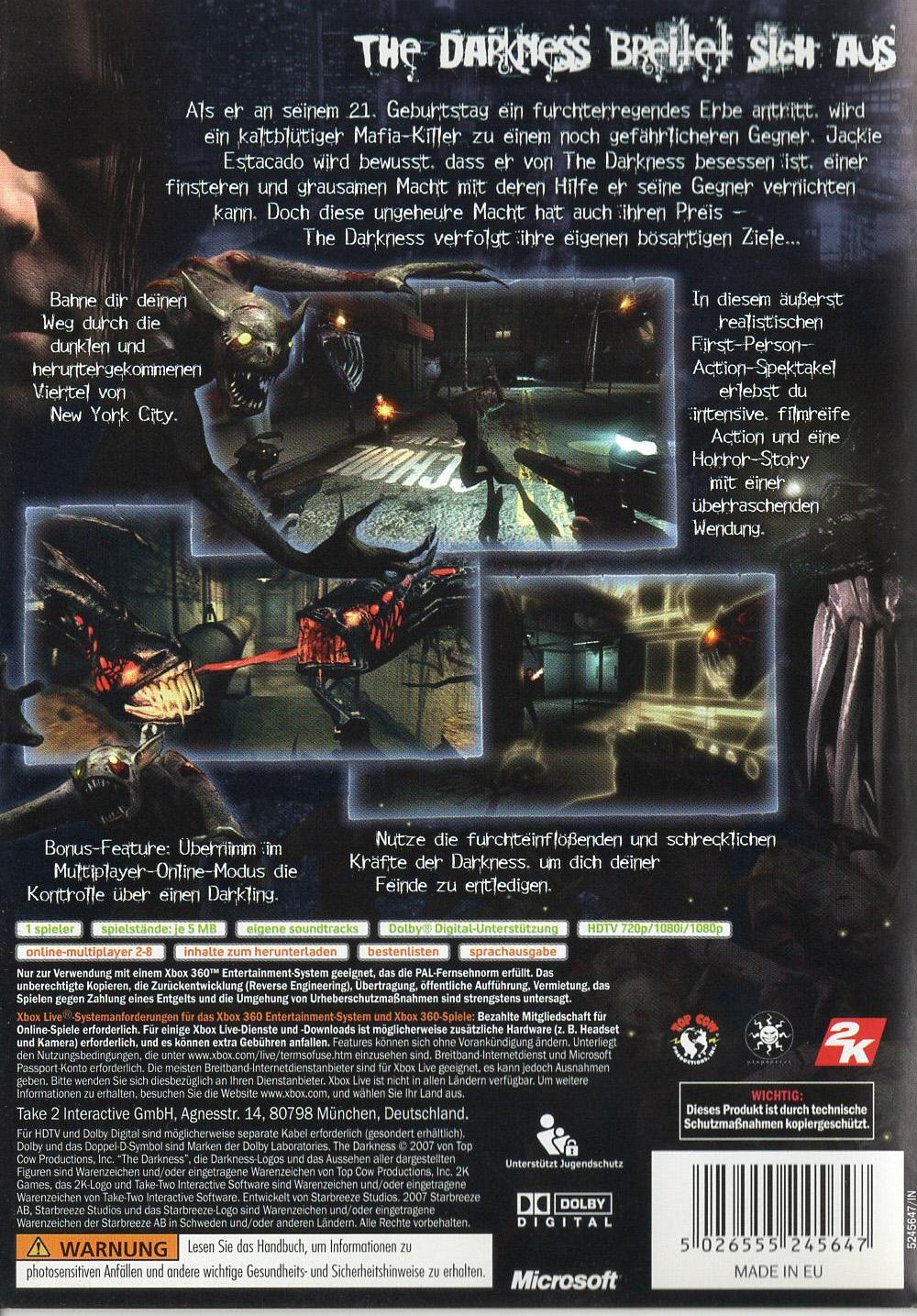 The Darkness - Xbox 360 Rückseite