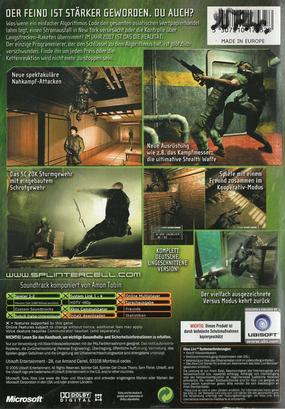 Tom Clancy's Splinter Cell: Chaos Theory - Xbox Rückseite