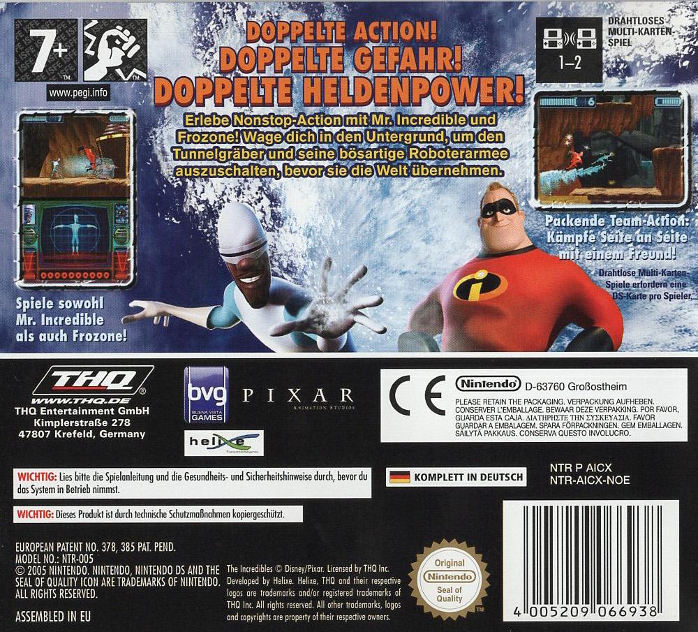 Die Unglaublichen: Der Angriff des Tunnelgräbers - Nintendo DS Rückseite