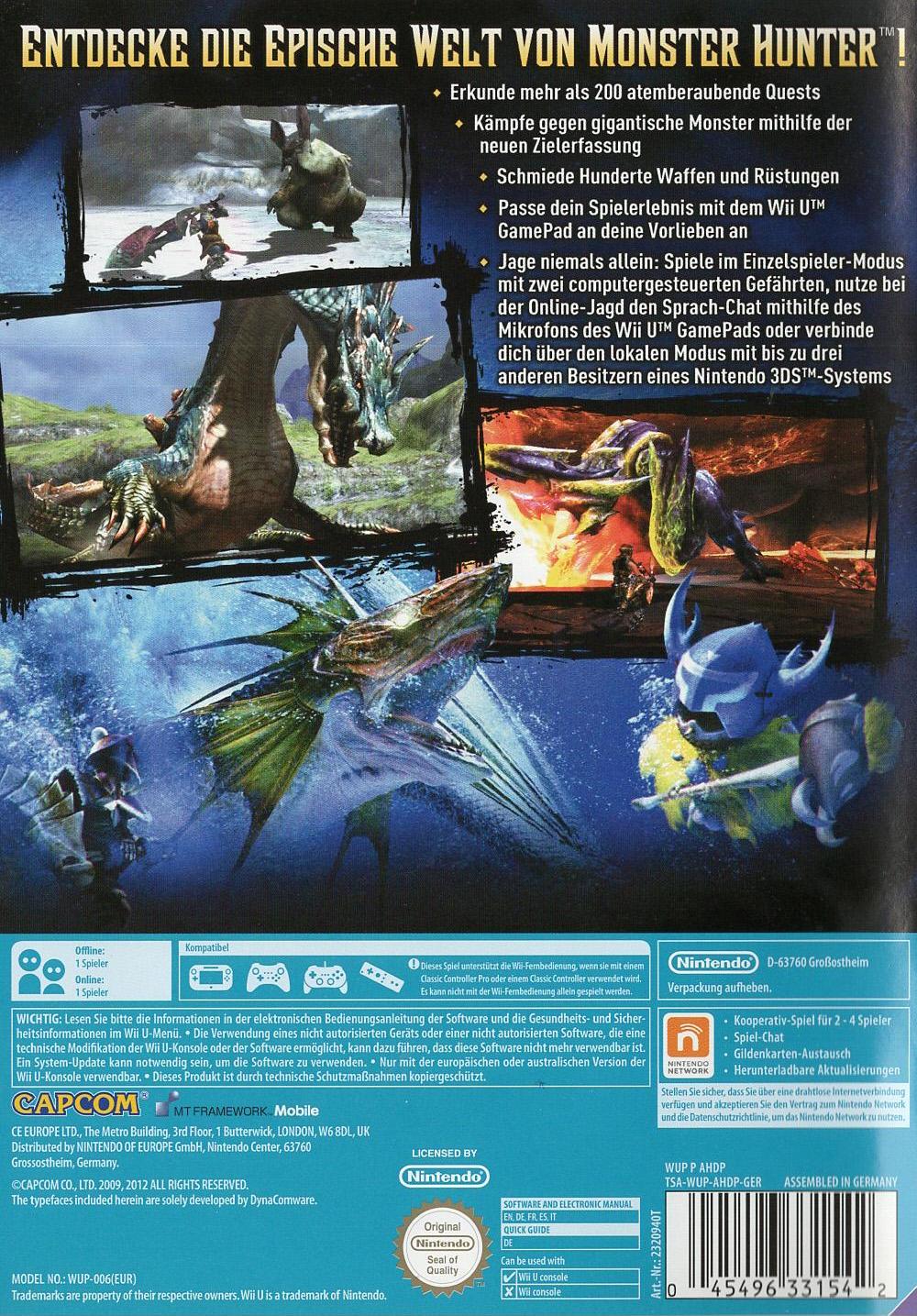 Monster Hunter 3 Ultimate - Nintendo Wii U Rückseite