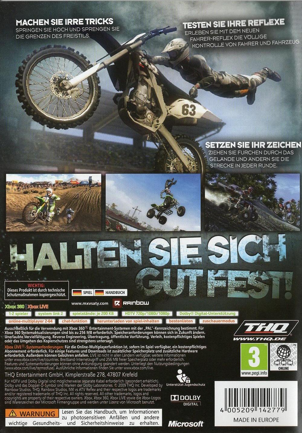 MX vs. ATV Reflex - Xbox 360 Rückseite