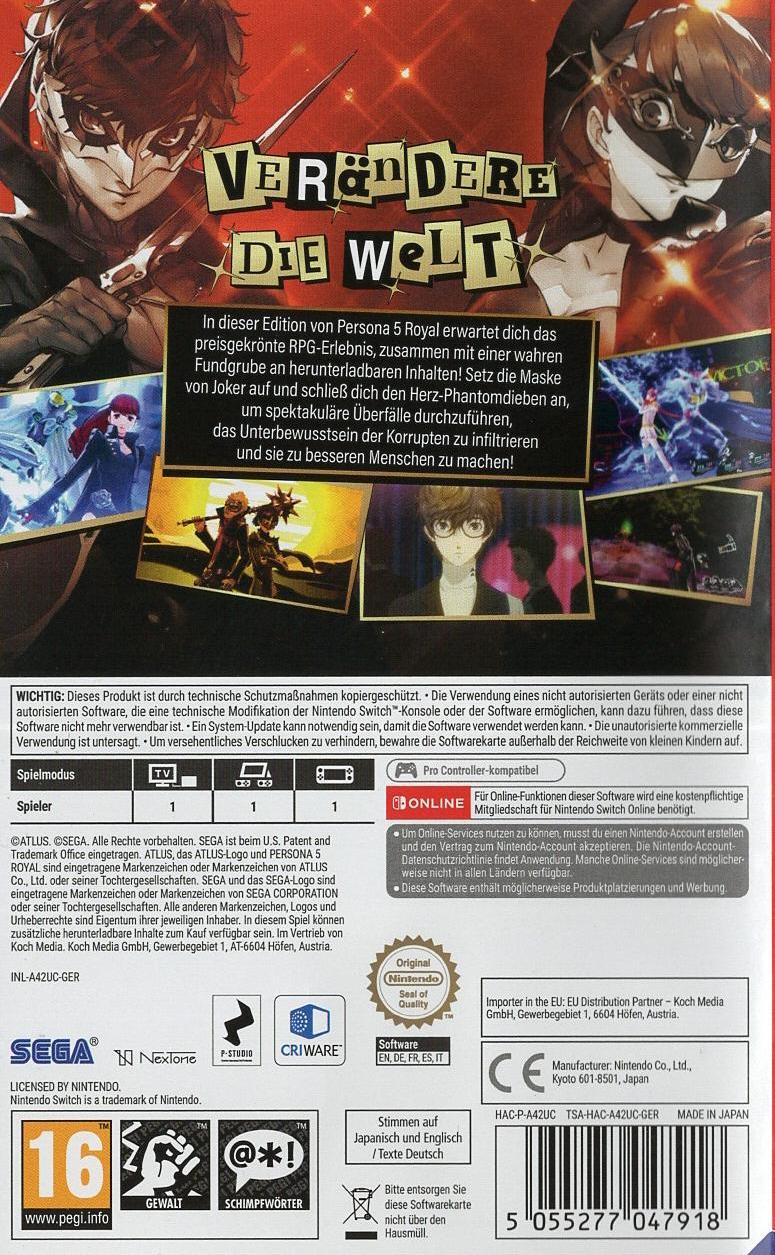 Persona 5 Royal - Nintendo Switch Rückseite