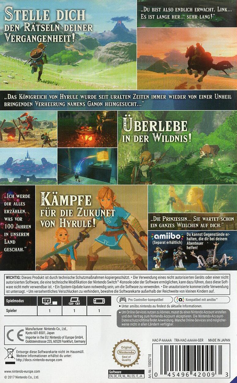 The Legend of Zelda: Breath of the Wild - Nintendo Switch Rückseite