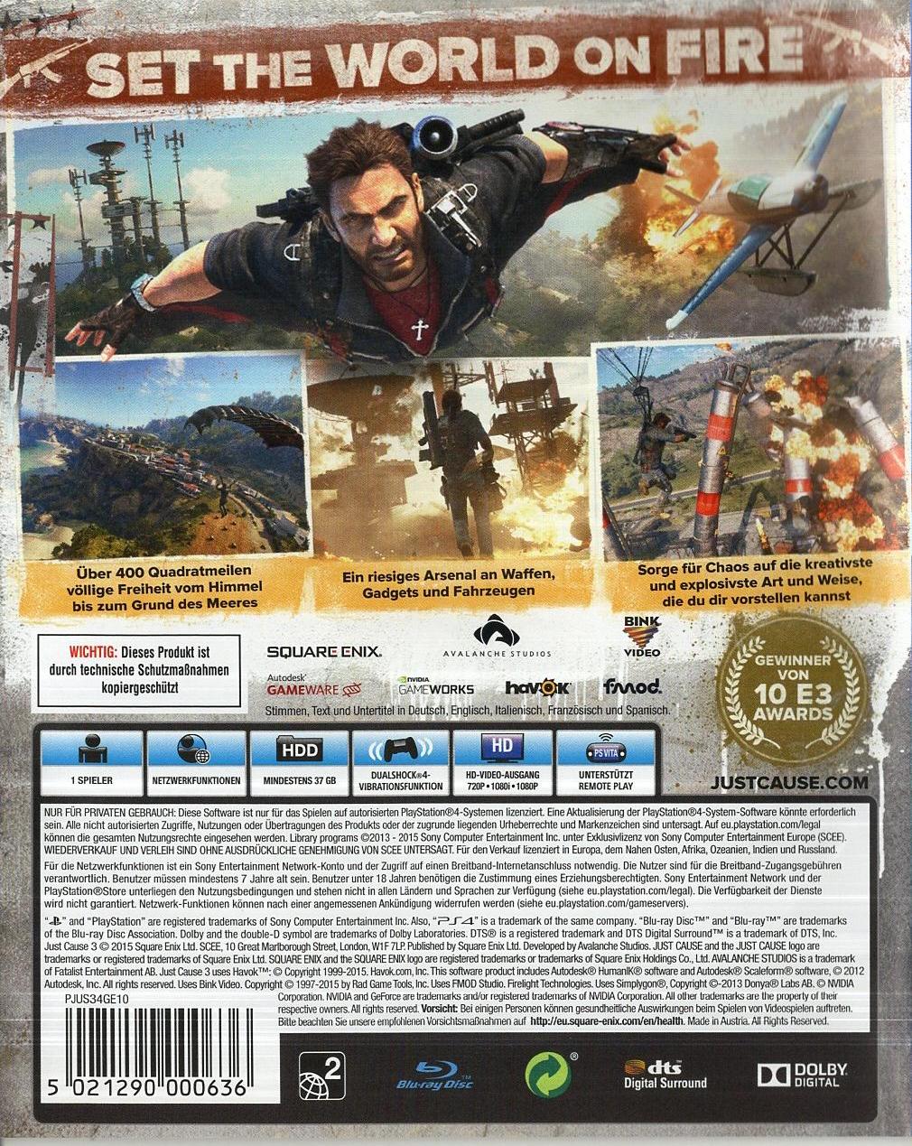 Just Cause 3 - PlayStation 4 Rückseite