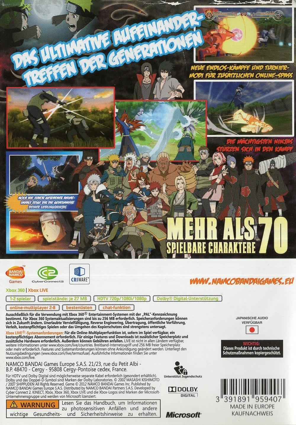 Naruto Shippuden: Ultimate Ninja Storm Generations - Xbox 360 Rückseite