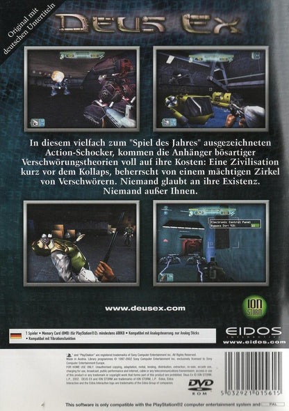 Deus Ex - PlayStation 2 Rückseite