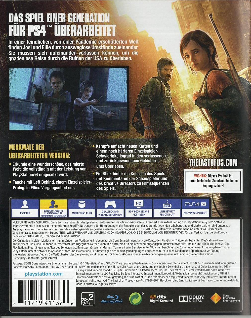 The Last of Us Remastered - PlayStation 4 Rückseite