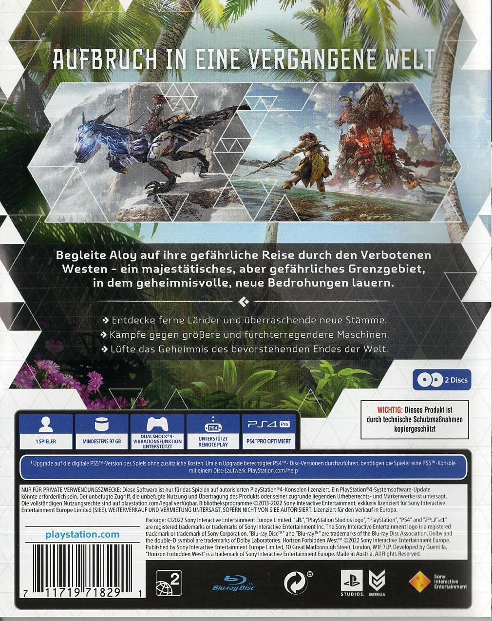 Horizon Forbidden West - PlayStation 4 Rückseite