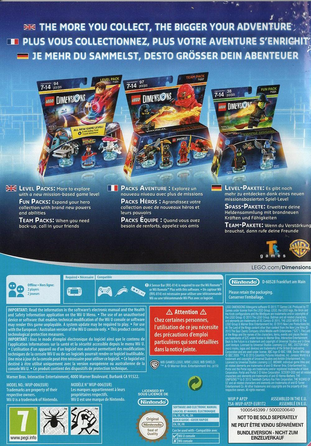 LEGO Dimensions - Nintendo Wii U Rückseite