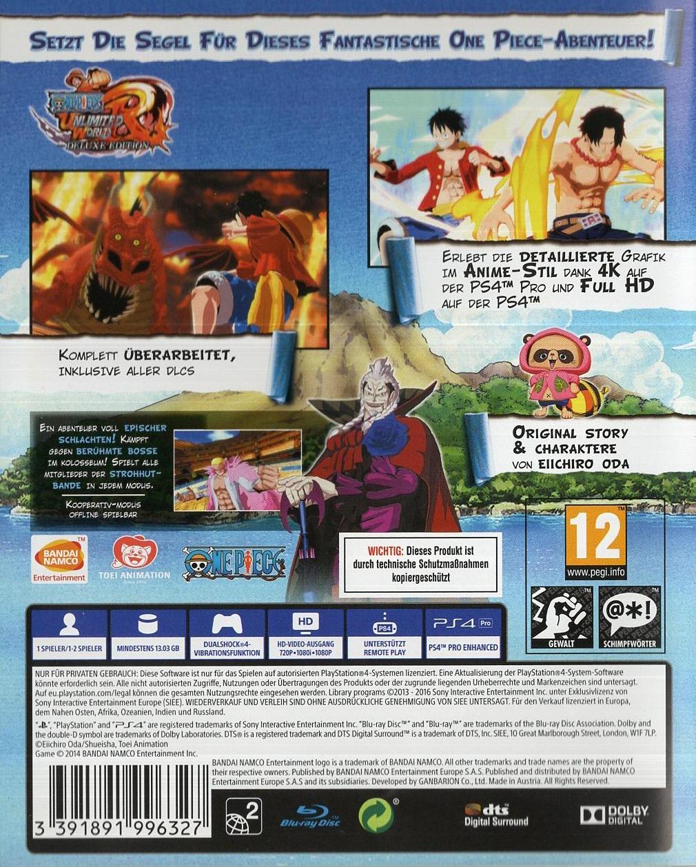 One Piece Unlimited World Red - Deluxe Edition - PlayStation 4 Rückseite