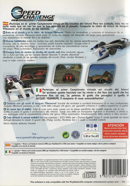 Speed Challenge: Jacques Villeneuve's Racing Vision - PlayStation 2 Rückseite
