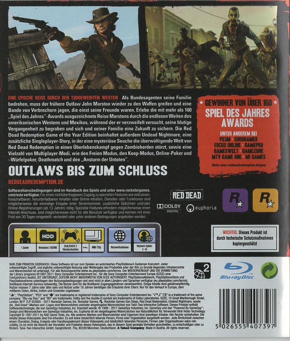Red Dead Redemption: Game of the Year Edition - PlayStation 3 Rückseite